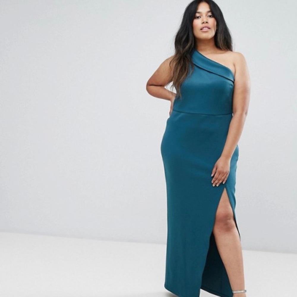 Asos formal teal one shoulder dress
